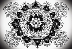 Mandala honeycomb hexagon tattoo idea