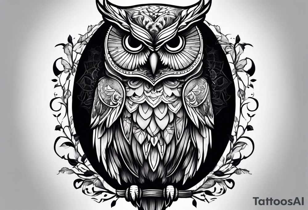 owl dressed up as a ghost tattoo idea