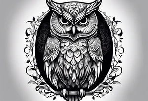 owl dressed up as a ghost tattoo idea