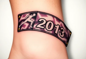 Racing half marathon bib 2013 purple and gold running safety pins piercing the skin running tattoo idea