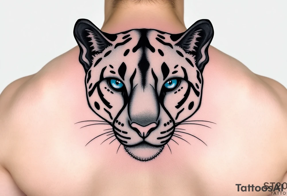 puma with blue eyes tattoo idea