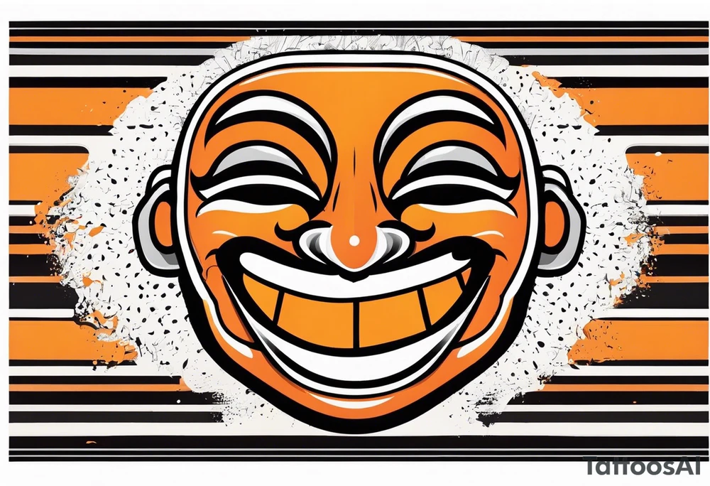 Laughing mask that is orange and black simplistic tattoo idea