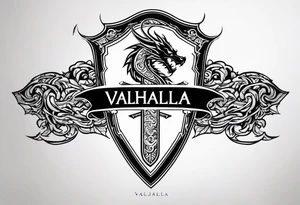 Valhalla sheild dragon sword tattoo idea
