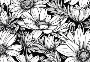 Daisy honeysuckle cosmos snowdrop tattoo idea