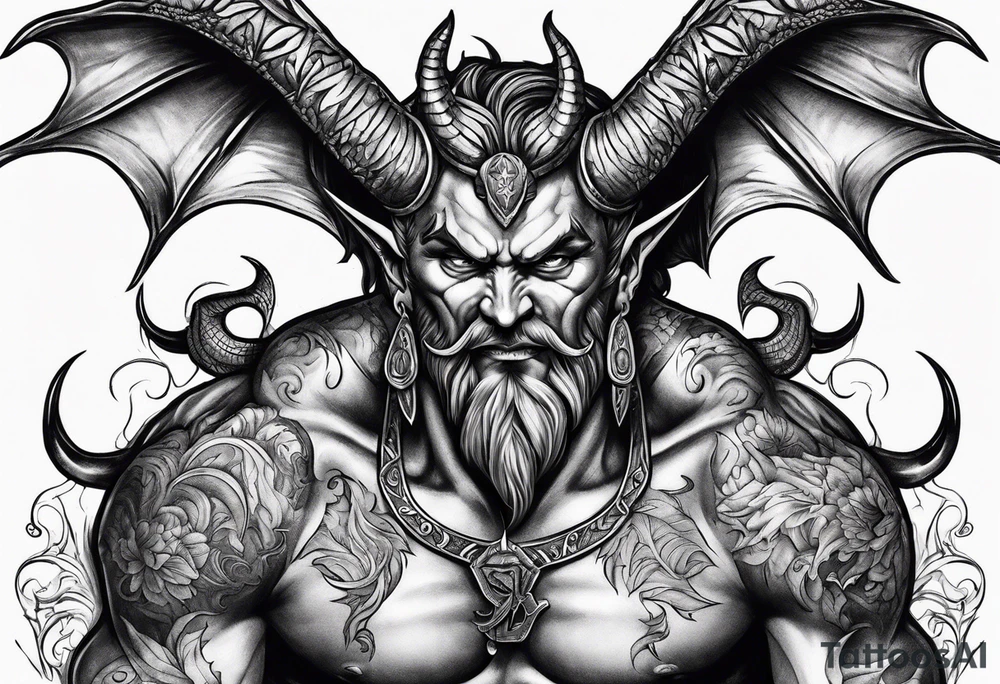 Satan knocked down on his back tattoo idea
