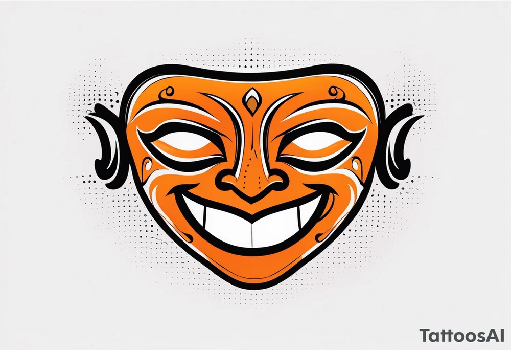 Laughing mask that is orange and black simplistic tattoo idea