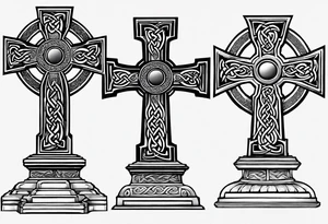 Stone Celtic cross sitting on a pedestal tattoo idea