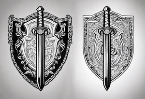 Valhalla sword  fire chains shield tattoo idea