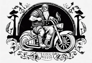 A viking on a motorcycle drinking a beer tattoo idea