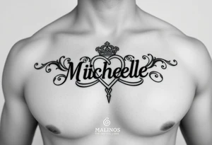 Create a tattoo on a man’s chest of the name Michelle. Celtic claddagh tattoo idea