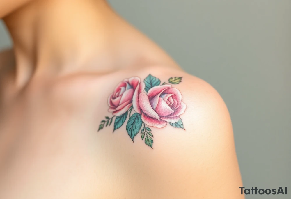 A golden fingerprint with soft pastel roses intertwined, creating a delicate floral effect tattoo idea