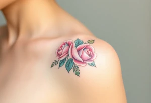 A golden fingerprint with soft pastel roses intertwined, creating a delicate floral effect tattoo idea