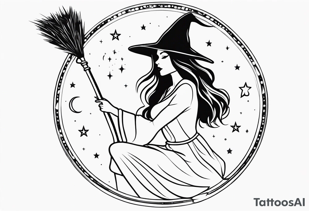 witch, fantasy, broom, charmed, moons,wicca tattoo idea