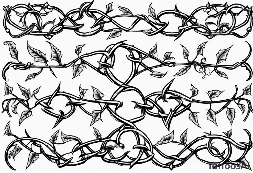 chain link fence with pointy ivy vines tattoo idea