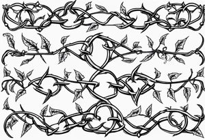 chain link fence with pointy ivy vines tattoo idea