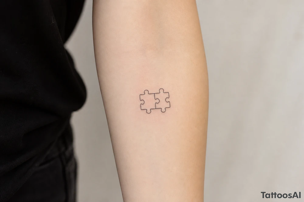Two puzzle pieces that would only fit together with only the two to make one for two lovers tattoo idea