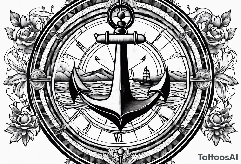 Nautical compass
Anchor small birds tattoo idea