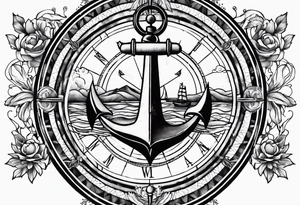 Nautical compass
Anchor small birds tattoo idea