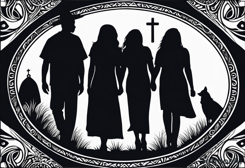 Pacific Northwest
Mexican American inspiration. Silhouette of Family of four. Add faith and God, Crosses tattoo idea