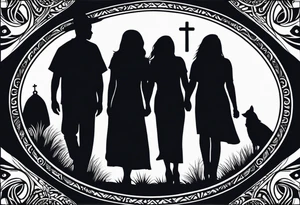 Pacific Northwest
Mexican American inspiration. Silhouette of Family of four. Add faith and God, Crosses tattoo idea