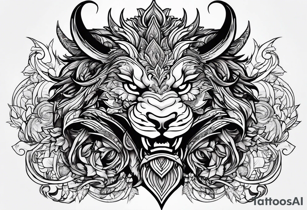 Weiblicher drachenkopf tattoo idea