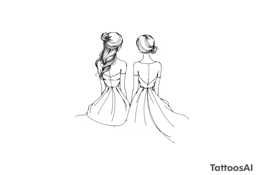 Two girls with dress sitting next tattoo idea