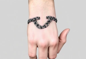 Chains wrapped on thumb and pointer finger connecting together on the hands tattoo idea