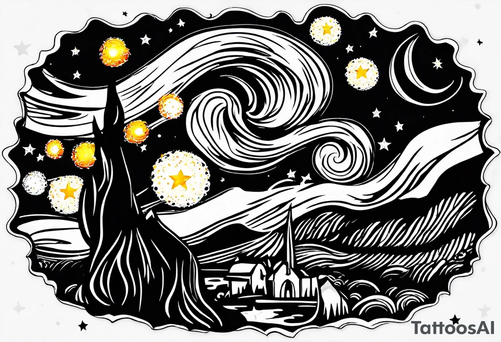 Starry night half sleeve tattoo idea