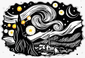 Starry night half sleeve tattoo idea