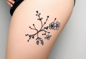 rowan tree tattoo with berries and large florals tattoo idea