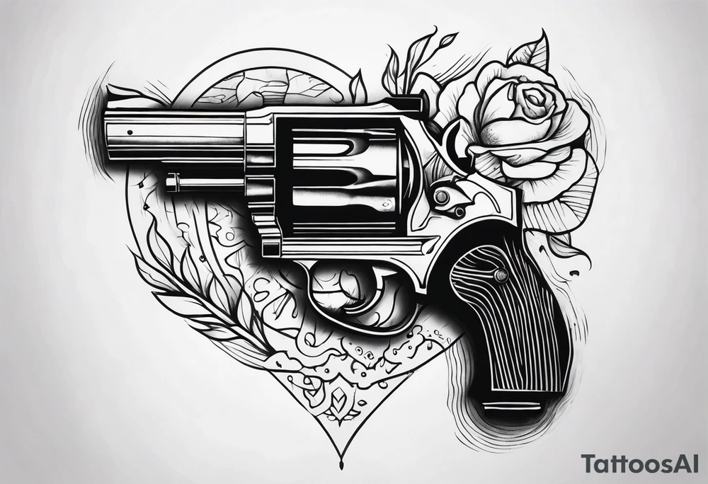 revolver gun held by a ghastly hand tattoo idea