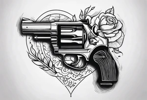 revolver gun held by a ghastly hand tattoo idea