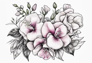 Sweet Pea floral bouquet floral tattoo idea