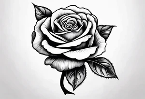 a human hand holding on to a single, long stem rose stem tattoo idea