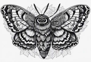 Dead head moth with owl eyes tattoo idea