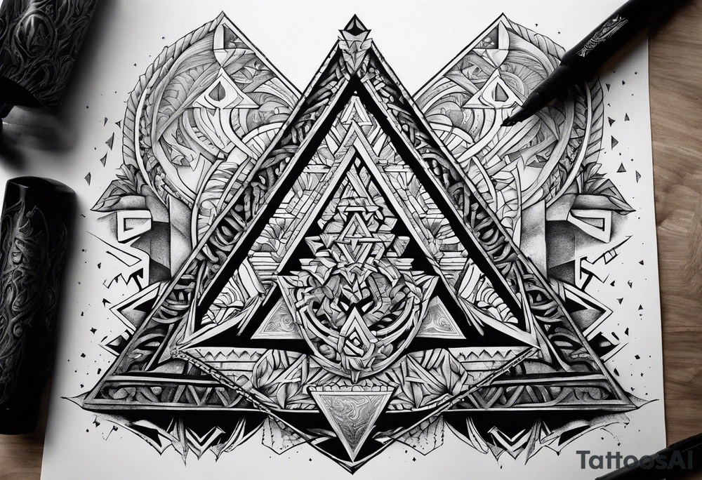 Valhalla sword shield stairs axe Valknut tattoo idea