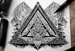 Valhalla sword shield stairs axe Valknut tattoo idea