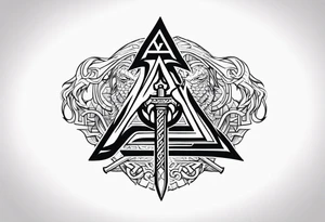Valhalla sword 
 dragon axe Valknut tattoo idea