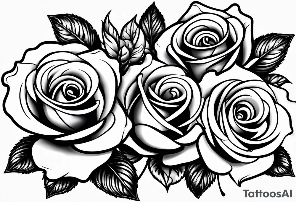 4 roses with a banner tattoo idea