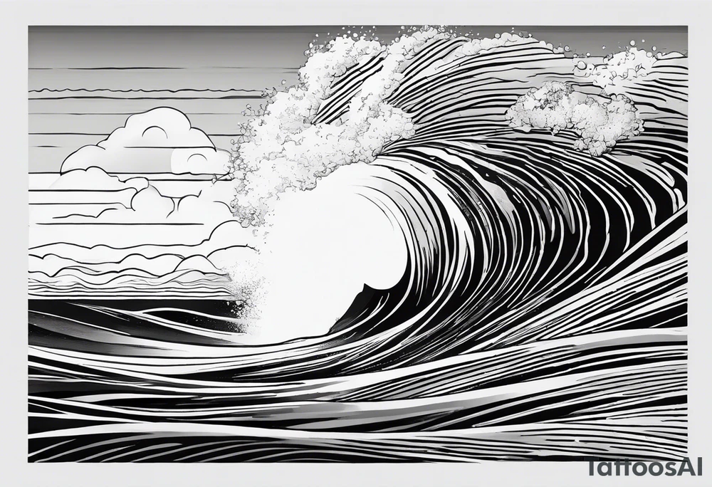 You're adding way too much. hand drawn minimal sunset. Only waves and sunset in the image. tattoo idea
