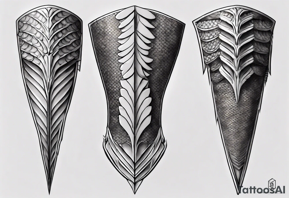 Dragonscale Leg armor symmetrical tattoo idea