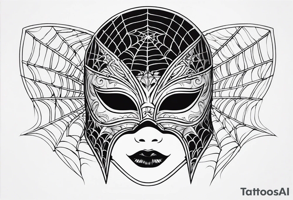 masquerade mask with spider webs tattoo idea