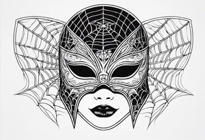 masquerade mask with spider webs tattoo idea
