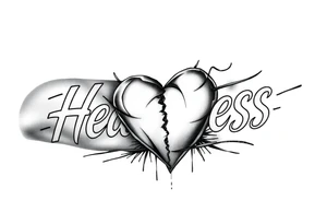 Heartless words written with broken real heart design tattoo idea
