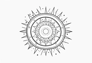 Simplistic sun made of black dots tattoo idea