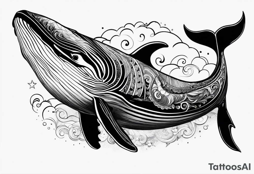 A great whale and the number 3 tattoo idea