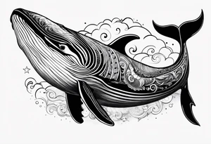 A great whale and the number 3 tattoo idea