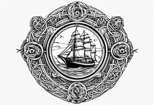 Celtic nautical scene, forearm, half sleeve, anchor, compass tattoo idea