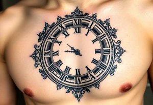 vintage roman numerals within ornate clockwork mechanism showing 4:20 tattoo idea
