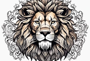Create an oak tree in the shape of a roaring lion tattoo idea